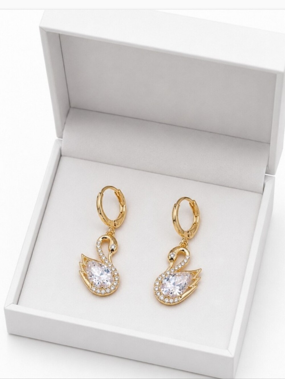 Crystal Swan Earrings